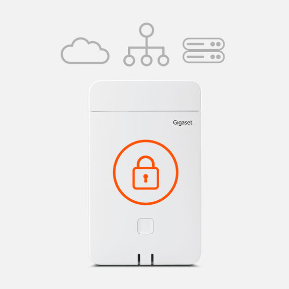 Gigaset N770 IP PRO met veiligheidssymbool voor versleuteling en installatie