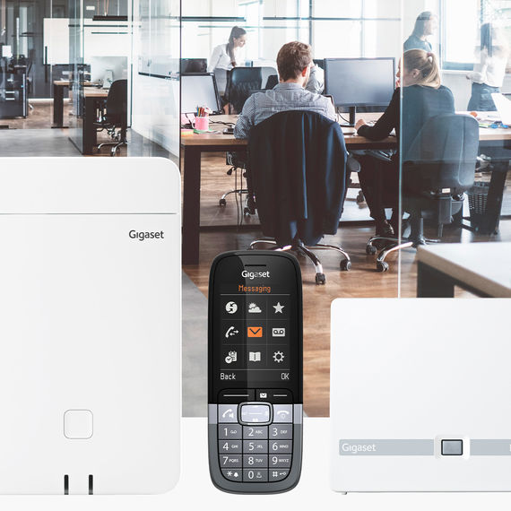 Gigaset SL850H PRO messaging met basisstation op kantoor